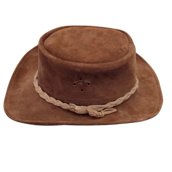 WALK ABOUT Leather Unisex Brown Made in Australia Hat Sz Small Safari Bush Hat - Picture 12 of 16